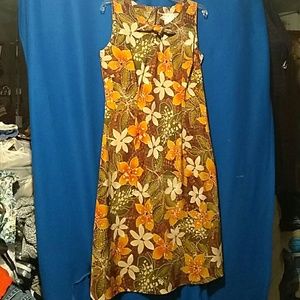 Orange,Brown,green and white, dress